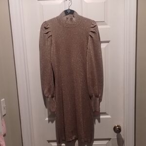 Elegant Long-Sleeve Gold Dress